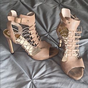 Brown- tan Criss Cross Heels